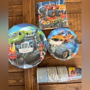 New! Monster Truck Party Supplies Set - Blue and Red